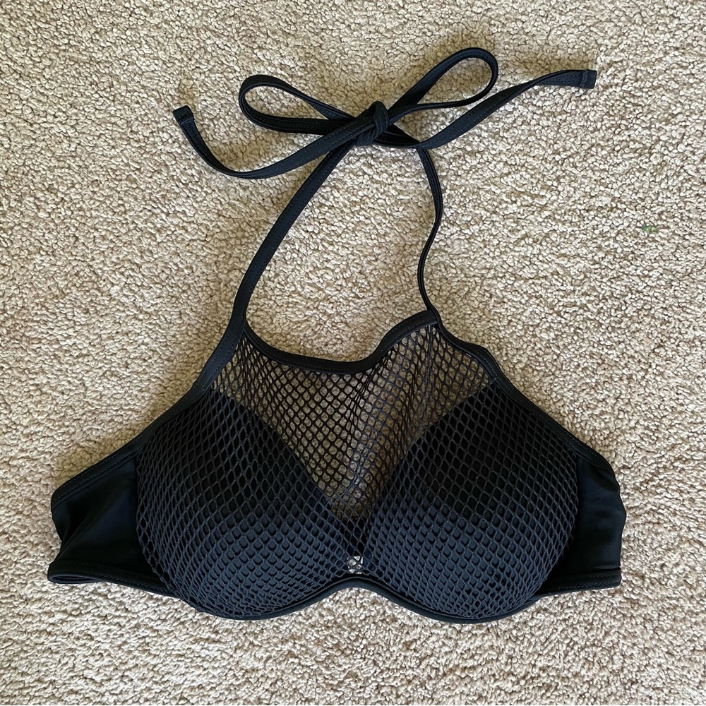Black Mesh Push Up Bikini Top